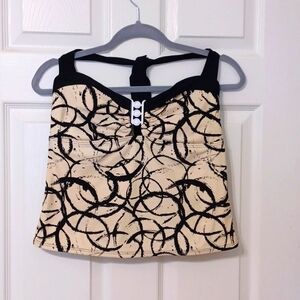 Faded Glory Tankini top, sz 8/10, in Black and Cream. Trimmed in Black